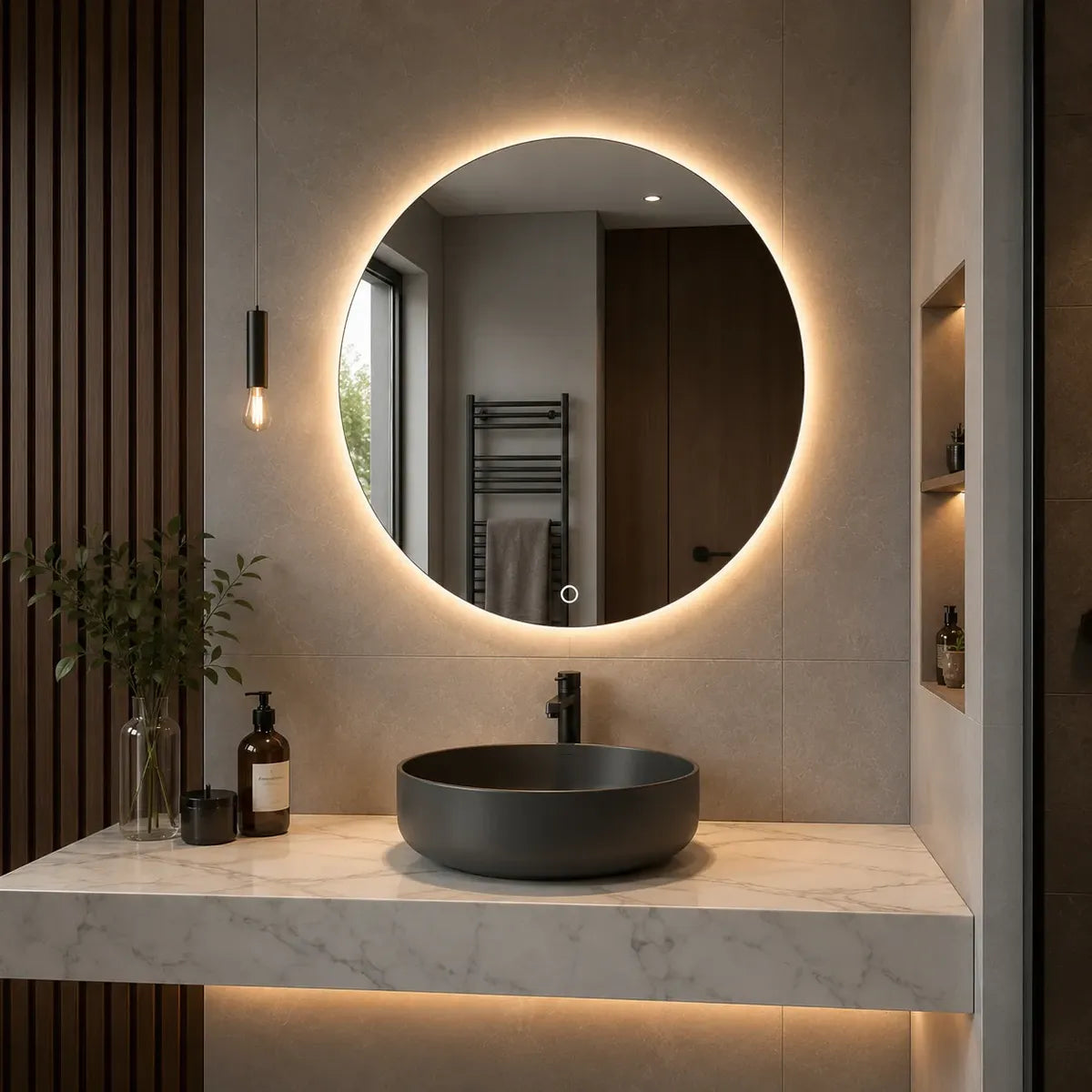 Espejo LED Circular Táctil con 3 Tonos de Luz 48 cm