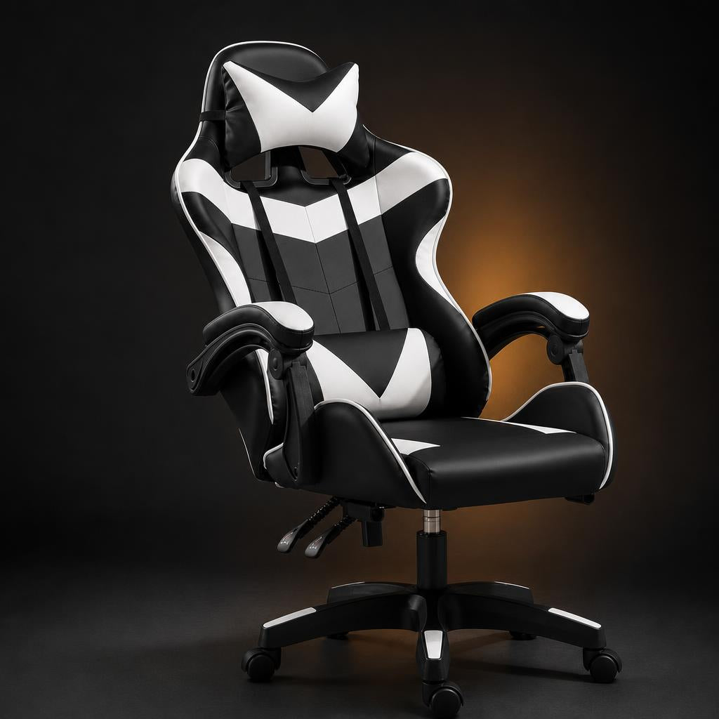 Silla Gamer Ergonomica - Negro con Blanco